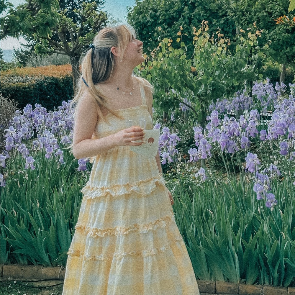 Storia Yellow and Cream Maxi Dress - Picture 3 of 10